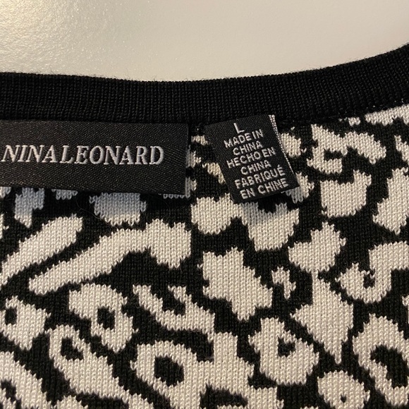 Nina Leonard Black & White Print Sweater Dress - Picture 8 of 8